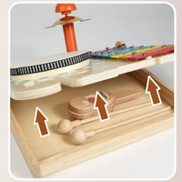 Wooden Toddler Percussion Elephant Drum Set Educational Music Xylophone Set Montessori Rattle Instrument Drum Toys