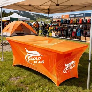 Custom Stretchy Spandex 6ft Traditional Style <b>Portable</b> <b>Table</b> Cloth Cover Trade Show Tent Digital Printing Logo Print High - Product Image 1