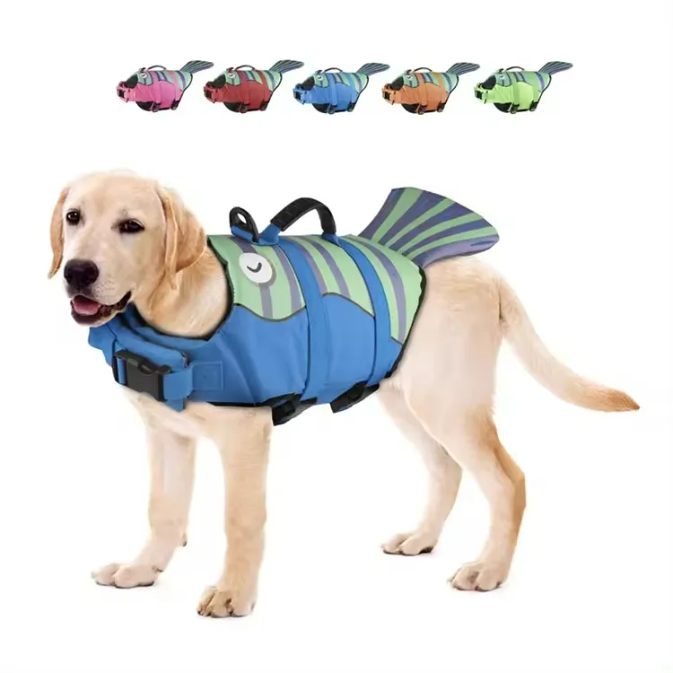 Jaket pelampung hewan peliharaan, jaket berenang anjing kualitas tinggi, pakaian keselamatan, jaket pelampung anjing dengan hiu
