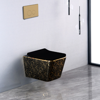 WC en céramique moderne en gros, nouveau modèle, or et noir brillant, nouveau WC en céramique