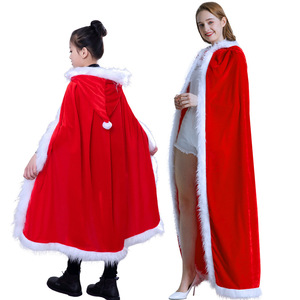 Starlight Women <b>Santa</b> Claus Cape Hooded Velvet <b>Christmas</b> Shawl Adult Cosplay Costume - Product Image 4