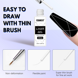 FZANEST อุปกรณ์เล็บแช่ปิด LED/UV เจลซับสีดําและสีขาว 12 สีเล็บ liner ภาพวาดสําหรับเล็บพร้อมโลโก้ OEM/ODM - Product Image 3