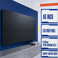 Panel LCD IPS Video Wall 46 Inci Asli dengan Bezel 0.88mm, Sambungan Tanpa Celah, Kecerahan HD 700cd/m, Anti-Silau untuk Kontrol Bandara