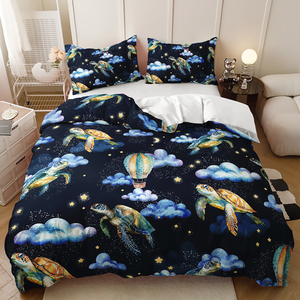 Impression 3D <span class=keywords><strong>monde</strong></span> sous-marin tortues de mer ensemble de literie en gros polyester housse de couette personnalisable - Product Image 5