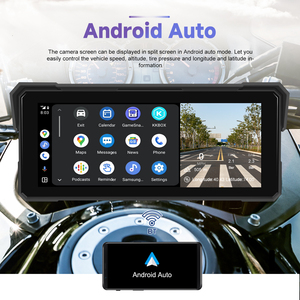 กล้องติดรถมอเตอร์ไซค์ Podofo ขนาด 8.1 นิ้ว แบบพกพา รองรับ Wireless Carplay และ Android Auto พร้อมกล้องหน้า-หลัง ตรวจจับแรงดัน ระบบ Autoradio วิทยุติดรถยนต์ - Product Image 3