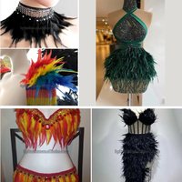 Tissu à coudre vert frange poulet coq garniture de plumes pour bricolage artisanat vêtements robe Costume accessoire carnaval fête décor à la maison