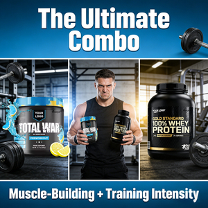 Set di Integratori Sportivi Total War OEM/ODM, 24G 100% <span class=keywords><strong>Proteine</strong></span> del Siero di Latte in Polvere e Polvere Pre-Allenamento, Combinazione Gold per Migliorare l'Allenamento - Product Image 5