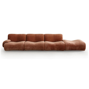 Sofá Seccional de Tela Terracota Contemporáneo VB con Estructura de Madera Maciza y Cojines de Espuma de Alta Densidad para Salas de Estar Modernas - Product Image 5