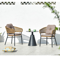 Chaise de table en rotin moderne empilable jardin bois extérieur aluminium bois loisirs tissé corde salle à manger extérieur restaurant ensembles de chaises