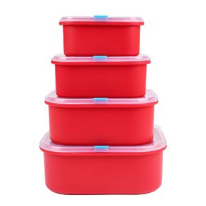 Food Storage Containers Rectangle Clip-on Lid Microwave Safe For Refrigerator Fruit Office Lunch <b>Box</b> Set - Product Image 1