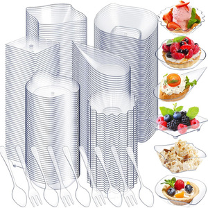 Combinaison <span class=keywords><strong>jetable</strong></span> Mini ensemble d'assiettes à dîner <span class=keywords><strong>en</strong></span> plastique Transparent ensemble complet tasse de Mousse de son de <span class=keywords><strong>bois</strong></span> pour apéritif de fête <span class=keywords><strong>jetable</strong></span> - Product Image 1