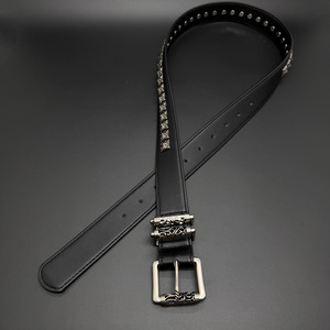 Cinturón con Hebilla de Pin Cro CH para Hombre y Mujer, con Parche Rojo Hueco y Diseño de Cruz, Estilo Celebridad, Retro Clásico - Product Image 3