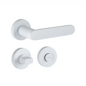 Modern <b>Bathroom</b> Stainless Steel Interior <b>Door</b> Handle Luxury <b>Door</b> Contemporary Style with <b>Lock</b> Easy Installation Ambidextrous - Product Image 3