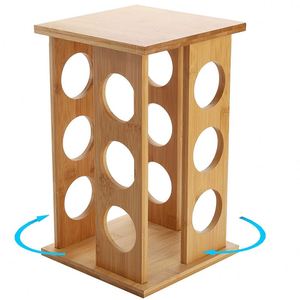 Étagère à épices rotative en bambou avec 12 bocaux - Product Image 2