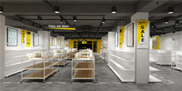 Aménagement de magasins modernes, concept de centre commercial, conception personnalisée de la disposition des commerces de détail, plan d'étage de supermarché, mobilier de magasin de détail