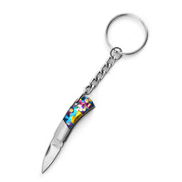 AD1 B-96 Vente flash - Mini couteau porte-clés - Acier inoxydable 3CR13MOV - Super petit - Mignon - Couteau pliant multi-usages pour le camping