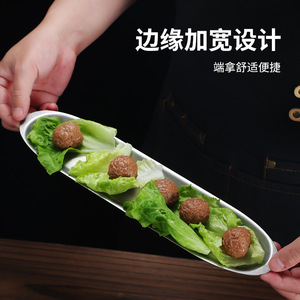 Stainless Steel Shrimp Paste Plate Oval Rectangular Hotel Use Durable Anti Drop - Product Image 4