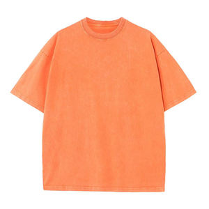 270gsm logotipo personalizado Unisex algodón Natural Batik ácido lavado camello camisetas de gran tamaño peso pesado Retro Vintage camiseta - Product Image 2