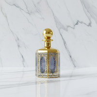 Flacon de parfum de luxe au design octogonal, 450 ml, en verre poli avec bouchon en verre, finition dorée, pour présentation