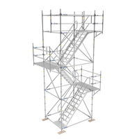 Système d'échafaudage d'escalier modulaire Ringlock avec plateformes en acier antidérapantes pour accès industriel