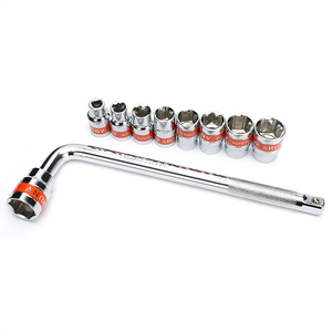 STEELTREKS Nouveauté Vente en gros d'usine : Ensemble d'outils 12 pièces, Clé à douille 1/2" avec rallonge en L et douilles à code rouge, en coffret - Product Image 3