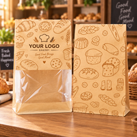 Sac à pain en papier kraft recyclable imprimé sur mesure avec lien métallique et fenêtre transparente pour l'emballage alimentaire