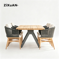 Meubles de jardin modernes, canapé incurvé, chaises longues en aluminium pour terrasse, balcon, piscine, ensemble table et chaises pour 4 personnes