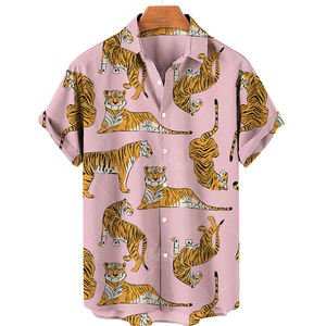 Camicia estiva oversize uomo cinese Cardigan Vintage Color hawaiano stampa tigre - Product Image 6