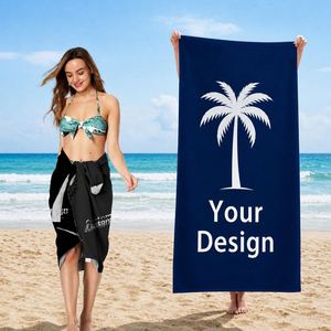 Navy Palm Print Custom <b>Beach</b> <b>Towel</b> <b>Microfiber</b> OEM - Product Image 1