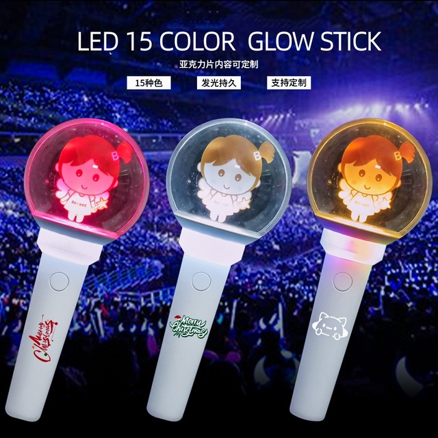 Custom logo K-pop 15 Color  Wholesale  Glow Sticks  Led Light up Stick Concert Cheering Stick for Party