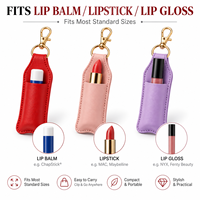 Porte-clés en cuir PU personnalisé avec logo, étui portable pour baume à lèvres, étui à rouge à lèvres, breloque promotionnelle pour sac