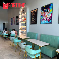Table et chaises de restaurant personnalisées vert clair pour les salons de crème glacée et de thé au lait