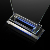 Nouvelle forme créative Base bleue Plaque en cristal Souvenir cadeau concours gagnant prix personnalisé pas cher Plaque en cristal et trophée