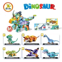 Blocs de construction STEM dinosaures écologiques non toxiques en ABS, ensemble d'assemblage 6-en-1, jouet éducatif pour enfants de 5 à 7 ans