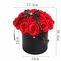Kotak Hadiah Sabun Mawar Buatan Tangan Buket Bunga Artifisial dalam Kotak Bulat Hadiah Romantis untuk Hari Valentine