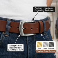 Logo laser personnalisé OEM Sangles en cuir pour hommes avec brosse en nickel robuste Boucle de ceinture à ardillon Style occidental Placage de rack en alliage de zinc