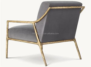 Poltrona Moderna Americana Semplice e Carina per Soggiorno, Sedia in Tessuto con Supporto in Metallo - Product Image 6
