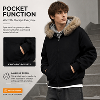 Manteau Unisexe Vintage Chaud d'Automne Écologique à Fermeture Éclair, Coupe Ample, 340 GSM, Léger, en Coton Composite et Soie de Lait Intérieure