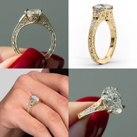 2CT Oval Kesim Vintage Filigran Milgrain Pave Laboratuvar Üretimi Elmas Nişan Yüzüğü 10K/14K/18K Som Altın IGI Sertifikalı CVD/HPHT