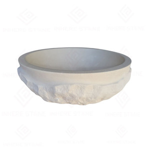 <span class=keywords><strong>Lavabo</strong></span> in Pietra Calcarea Naturale Lavorato a <span class=keywords><strong>Mano</strong></span> con Onde Incise, Lavandino Moderno Rotondo in Marmo per Bagno di Hotel e Villa - Product Image 2