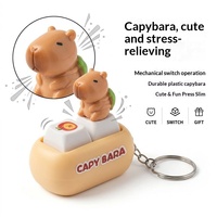 Porte-clés Capybara en acier inoxydable avec figurine 3D en forme de baignoire, touches mécaniques bleues