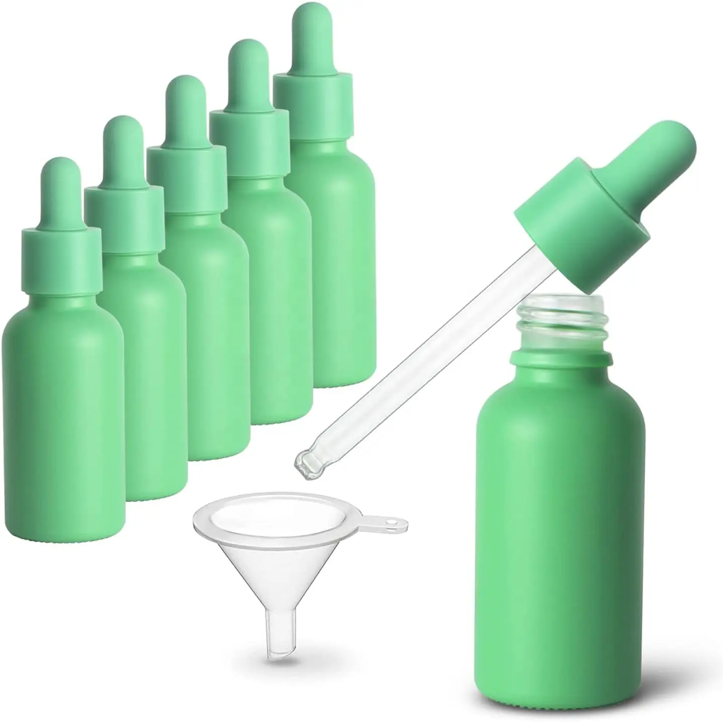 30ml Cosmetic custom matte green glass dropper bottle for serum essential oil packaging