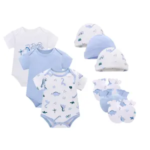 Best Quality baby clothes newborn set with kids hats gloves 3 pack wholesale baby rompers Breathable cotton baby clothing set