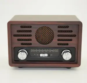 FM AMレトロチューニング付きヴィンテージ木製ラジオ