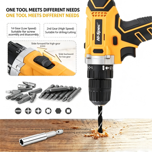 Cordless Drill 20V Li-Ion Variable Speed Reversible 50Nm <b>Torque</b> 38mm Drilling With Bits <b>Set</b> - Product Image 4