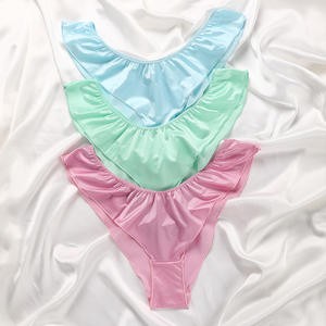 Sous-vêtement respirant et solide personnalisé ODM OEM pour femmes String de bikini sans couture Culotte <span class=keywords><strong>tanga</strong></span> col en V Technique tricotée teint en plaine - Product Image 1