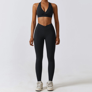 ชุดโยคะวิ่งกลางแจ้งกางเกงเอวสูงแห้งเร็วระบายอากาศน้ำหนักเบาสำหรับผู้หญิง-บราและกางเกงพิมพ์ลายนู้ด - Product Image 1