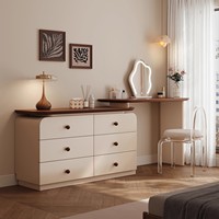 Coiffeuse de maquillage pour chambre à coucher avec commode rétractable à 6 tiroirs