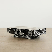 Table basse rectangulaire Cammy Stone Noir Grand Antique en marbre, socle bas, multifonctionnelle, mobilier de salon de luxe