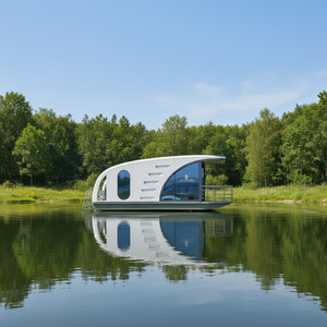 Maison flottante <span class=keywords><strong>de</strong></span> luxe, hôtel aquatique facile à assembler avec des caractéristiques <span class=keywords><strong>de</strong></span> luxe, fabriqué en panneaux sandwich écologiques - Maisons vertes - Product Image 1
